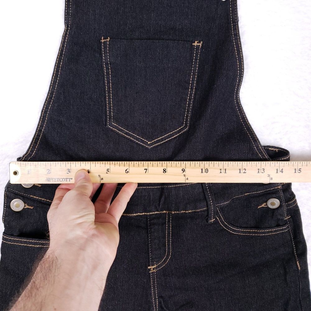 Papaya Jeans Denim Overall Shorts Womens M Dark Wash Adjustable Straps Y2K Indie - Picture 3 of 10